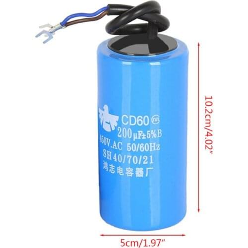2021 New 250-450V AC 200uF Appliance Motor Start Run Capacitor CD60 High Quality