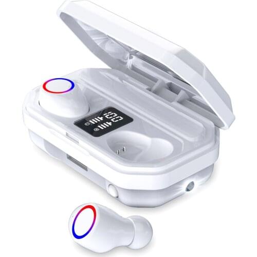New M12 Bluetooth 5.0 Wireless Earphones with Charging Case Touch Control Deep Bass Music Headphones Flashlight Function Headset