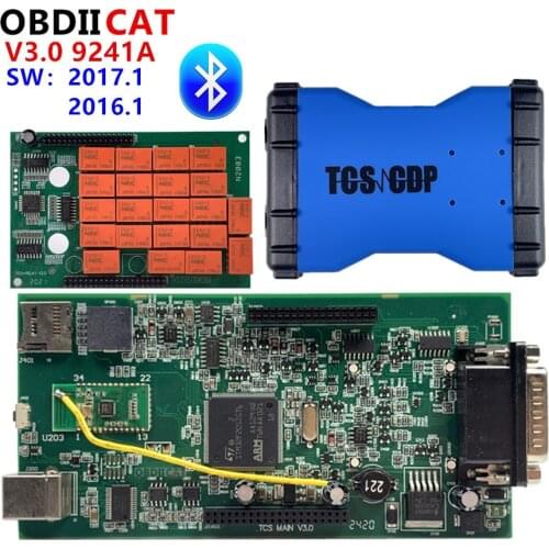 OBDIICAT Blue TCS PRO VCI 2017R3 Keygen Bluetooth V3.0 Green Double PCB Real 9241A Chip NEC Relays For Car/Truck Multidiag Pro