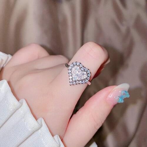 Charm Luxury 925 Sterling Silver Wedding Bands Bright Heart Cute Rings Engagement Bridal Prmoise Ring for Women Fine Jewelry