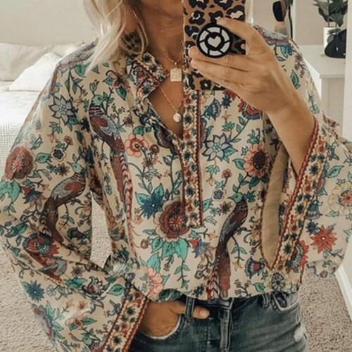 Peacock T Shirt Floral Print Baggy Clothes Ethnic Style Shirt Breasted Stand Collar Harajuku Oversized Women Shirt 5xl Plus Size