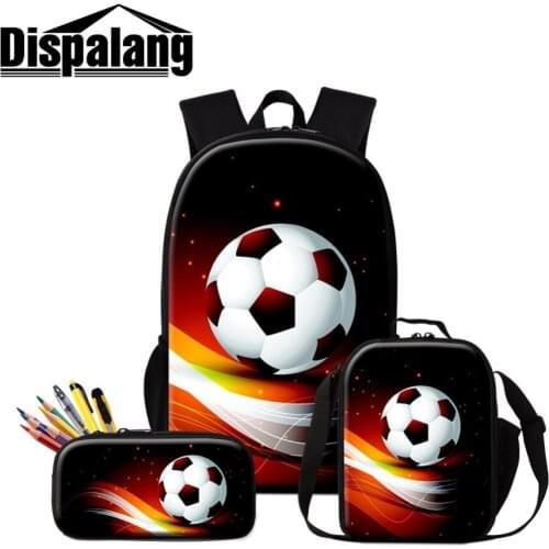 Dispalang Dropshipping Soccerl Backpack and Cooler Lunch Sack Bag for Boy Foot Ball Printed School Bag for Children Pencil Case