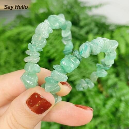 SAY HELLO Natural Green Aventurine Stones Gravels Big Circle Hoop Earrings for Women Circle Round Jewelry Femme Brincos K4289