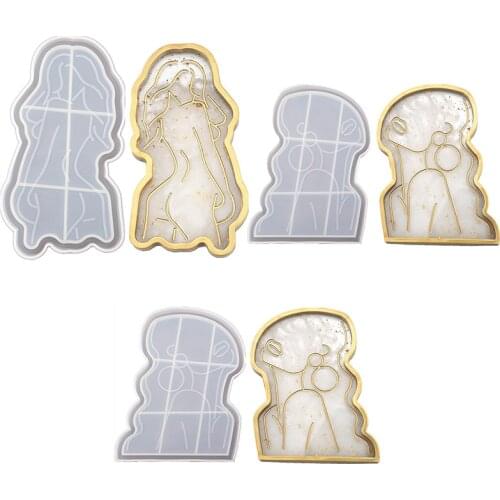 DIY Epoxy Resin Silicone Mold Girl Model De Silicona Abstract Plate Plate Mirror Tray Crystal Silicone Molds Set Jewelry Tools