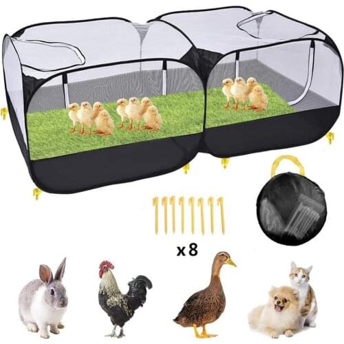 Foldable Pet Fence Tent Portable Chicken Run Large Space Outdoor Pet Enclosure Rabbit Run Yard Farm Use Poultry Cage Pet Tent