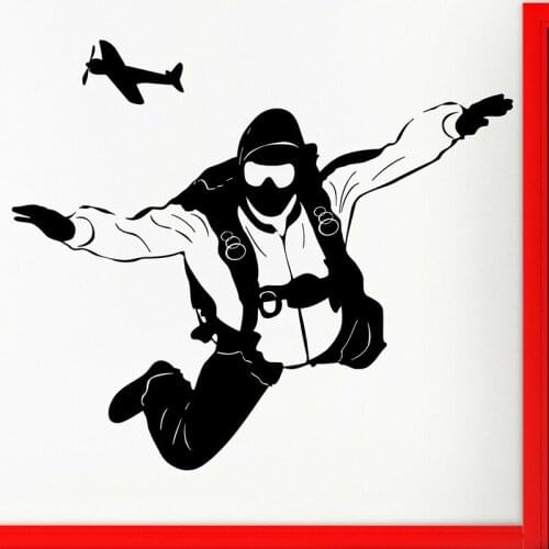 Vinyl Wall Decal Paratrooper Parachutist Jumper Skydiving Wall Stickers extreme sports Waterproof Bedroom Decor Poster C123