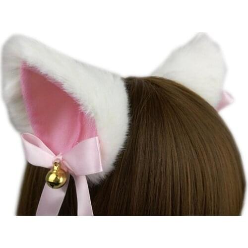 1Pairs Cat Ears with Bell Hair Clip Fox Long Fur Hairpins Headwear Cosplay Anime Costume Halloween Party Gifts Hair Accessories