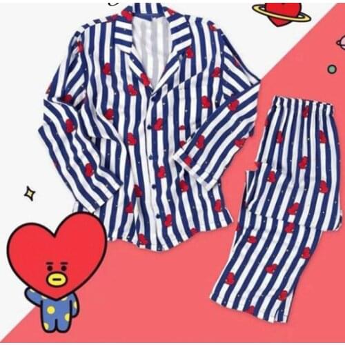 Women Heart Stripe Sleepwear Casual Fashion Short Sleeve Shirt Long Pant Shorts 2021 Soft Homewear Harajuku Women Sleepwear