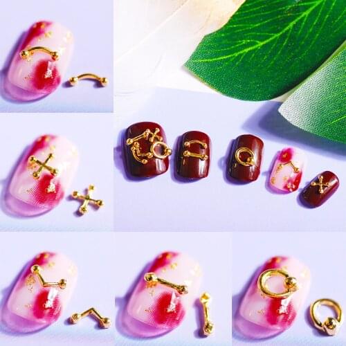 100 Pieces/lot Multi Shaped Design Gold Rivet Alloy Metal Charm Decoration Nail Metal Art Tips 3D Rhinestones