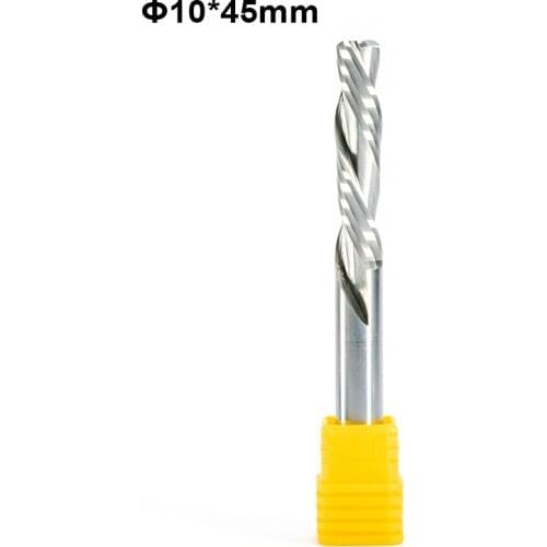 2Pcs DOWN Cut Two Flutes Left Handed Spiral Carbide Milling Tool Cutters for CNC Router, Compression Wood End Mill Cutter Bits