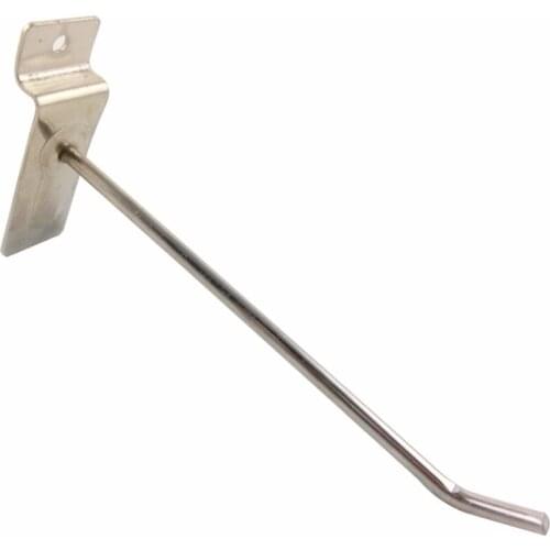 20pcs 150mm 6'' Length Slatwall Hooks Chrome-plated Frid Hooks 4.8mm Wire Dia. Display Hook for Supermarket and Store