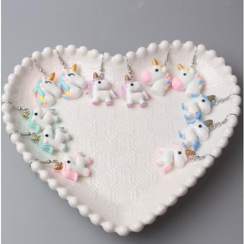 2021 New Trend Cute Fantasy Cartoon Color White Horse Earrings Fairy Princess Boucle Oreille Femme European And American Style