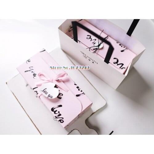 20x9x6.5cm Pink Love Valentines Day Packaging Box Gift Boxes Paper Cover Boxes Cake/Candy Wedding Favour Boxes 100pcs/lot