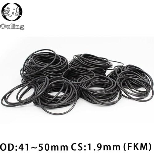 5PCS/lot Fluorine rubber Ring Black FKM O ring Seal CS:1.9mm OD41/42/43/44/45/46/47/48/50mm Rubber O-Ring Seal Oil Ring Gasket