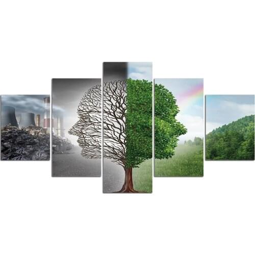 5 Pieces Desert and Green Tree 5D DIY Full Drill Diamond Painting Multi-Picture Cross Stitch Embroidery Kit A2037