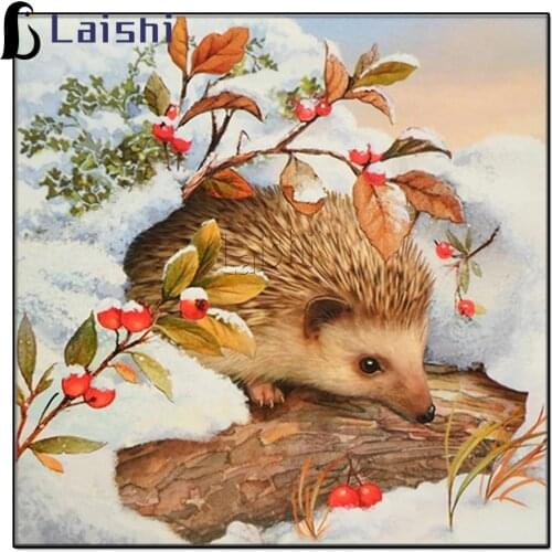 5D Diamond Painting Snow scene Hedgehog Animal Landscape DIY Round Diamond Embroidery Kit Mosaic Cartoons Home Decoration Gift