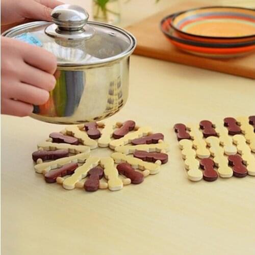 Bamboo Placemat for Dining Table Mat Square/Round Disc Pads Bowl Pad Heat Insulation Placemats Coasters LX4734