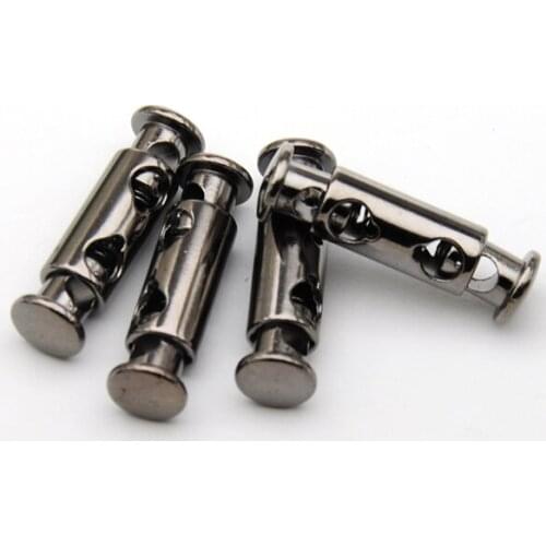 DIY 30pcs/lot Black nickle metal alloy stoppers toggle cord locks Drawstring lock one holes for 4.5mm cord gun metal STP-021