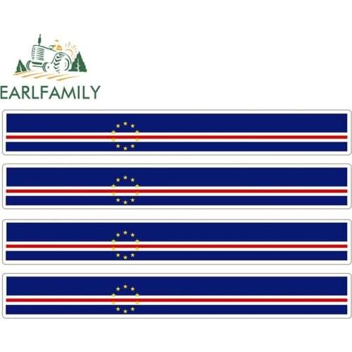 EARLFAMILY 13cm x 1.7cm 4pcs Car Stripe Motorcycle Racing Flag Sticker Car Bumper Decal Bike Moto Tuning Cape Verde Car Stickers