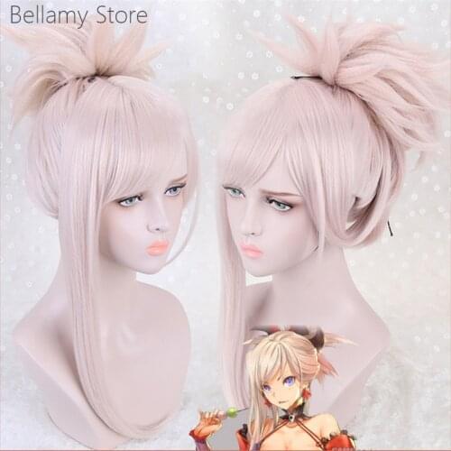 Fate Grand Order Miyamoto Musashi Cosplay Costumes Hair Wigs+Wig Cap