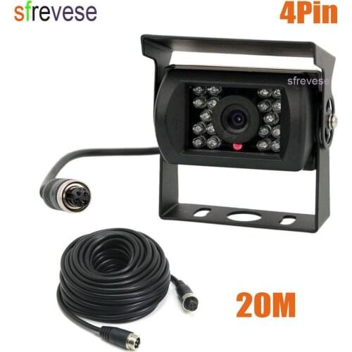 4 Pin IR Night Vision CCD Color Vehicle Car Rear view Reverse Reversing Parking Backup Camera Wide View Waterproof + 20m cable