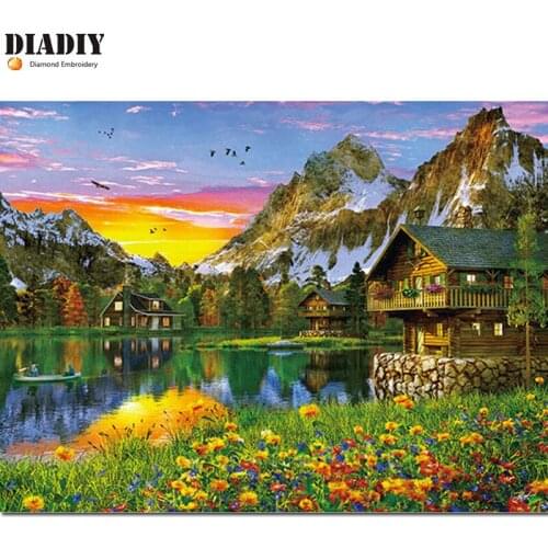 Full Square &round drill 5D DIY Diamond embroidery Lake scenery Diamond Painting Cross Stitch Rhinestone Mosaic decoration