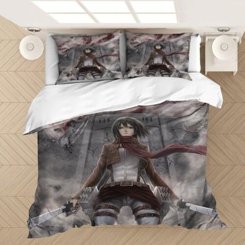 3D Anime Attack on Titan Printed Comforter Bedding Set Duvet Cover Sets Pillowcases Bedclothes Bed Linen Queen