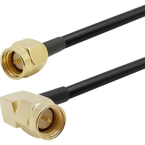 SMA Male Plug Right Angle to SMA Male Plug RG58 0-3Ghz Pigtail Antenna Extension Cable WIFI Router SMA Connector