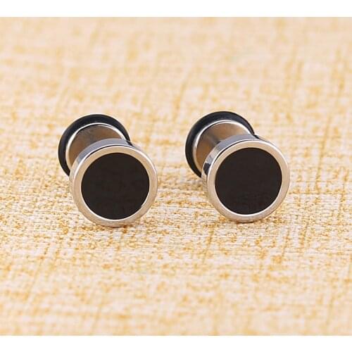 Korean Fashion Round Black Drop Glaze Stud Earrings for Women for Men Black Earrings Titanium Accessories Jewelery 2021 Trend