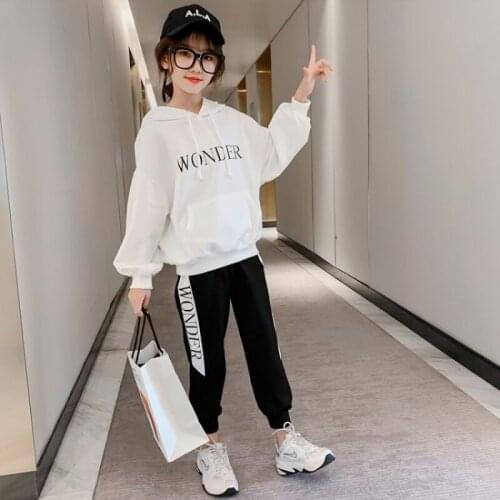 Girls Suit Sweatshirts +Pants 2Pcs/Sets 2021 Retro Spring Autumn Teenager Kid School Outdoor Clothes Kids Children Clothing