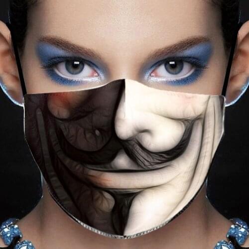 Hot Funny Clown Skull Mouth Cosplay Women Men Adult Masks Face Protection Dustproof Cycling Spot Breathable Halloween Adult Mask