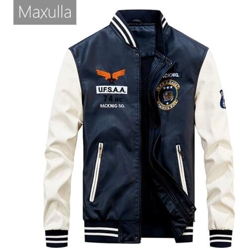 Maxulla Mens PU Jacket Fashion Mens Spring Jackets Casual Outwear Slim Fit Faux Leather Coats Man Wind Breaker Clothing