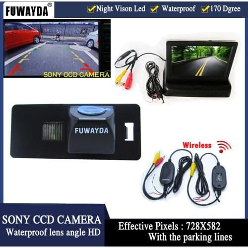 FUWAYDA PARKING Wireless SONYCCD Car rearview camera for AUDIA1/A4 (B8)/A5 S5 Q5 TT/VW PASSAT R36 5D with4.3Inch LCD TFT Monitor