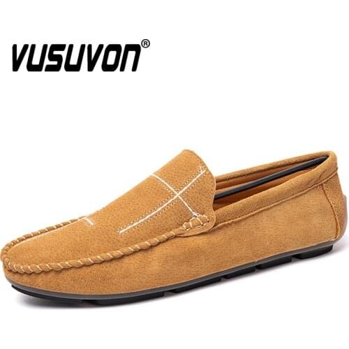 Plus Size Loafers Men Shoes Non-slip Soft Bottom Genuine Leather Casual Shoes Spring Autumn Slip On Mens Driving Shoes 38-48