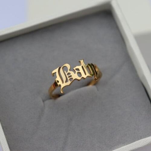 Adjustable Baby Rings For Girls Stainless Steel Jewelry Old English Letter Rings Gold Silver Color Bague Femme Birthday Gift
