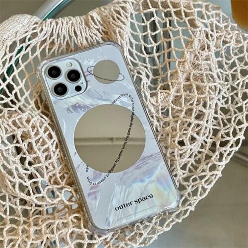 Retro Mirror silver space track planet Japanese Phone Case For iPhone 11 12 Pro Max Xs Max XR XS 7 8 Plus 7Plus case Cute Cover