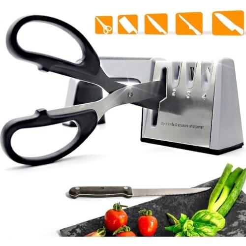 Knife Sharpener 4 Stage Professional Kitchen Sharpening Stone Scissors Grinder Knives Tungsten Diamond Ceramic Whetstone Tool