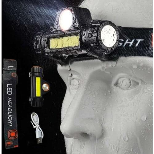 Waterproof LED Headlight COB Work Light 2 Light Mode With Magnet Headlamp