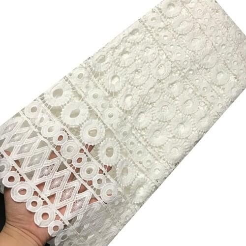 Latest Guipure Mesh Design 5 Yards Off White Lace Fabric African Cotton Cord Lace Wedding Party Dress Sewing KRL-1094