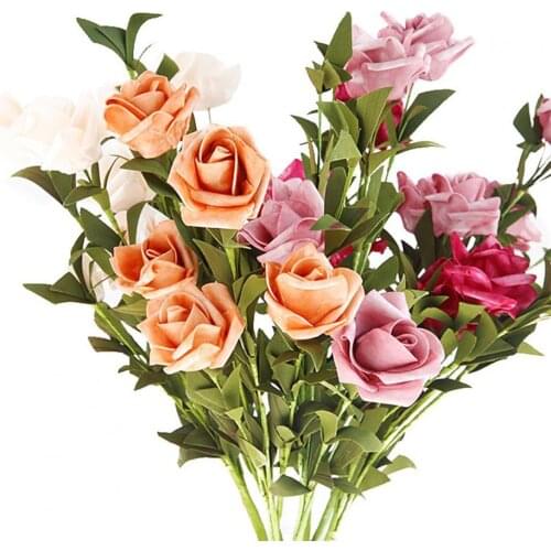 1 Bouquet Simulation Rose Vintage No Withering TPE European-style Simulation Flower Party Home Office Desk Decoration Tools