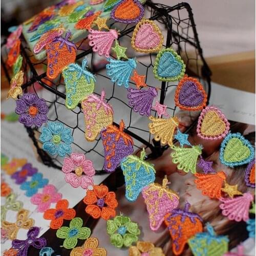 1Meter colorful Water Soluble Lace Trim hearts shell Embroidery DIY Handmade clothing Dress necklace Trims Sewing Supplies Craft