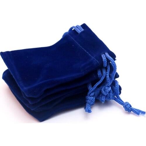 100pcs/lot 5x7cm Soft Velvet Jewelry Drawstring Bags Royal Blue Color Party Gifts Jewelry Rings Necklaces Packaging Bag Pouches