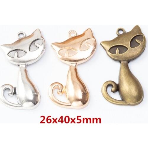 15 pieces of retro metal zinc alloy cat Pendant for DIY handmade jewelry necklace making 8181
