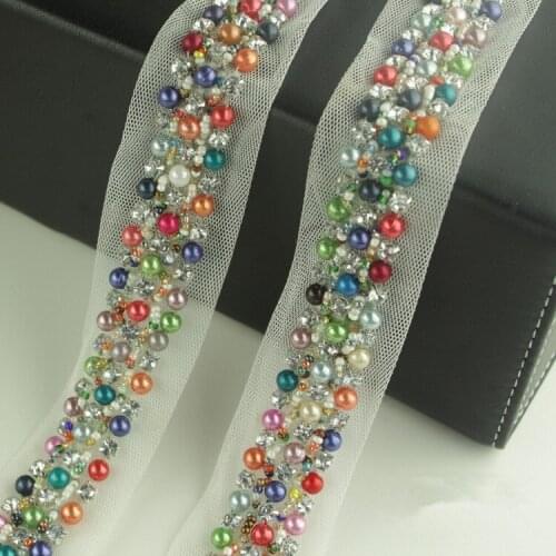 2Yard/Lot 3.5cm pearl clothing accessories collar flower diy handmade beading lace trim clothes lace fabric