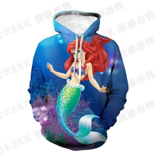 2021 Fashion Casual Sweatshirts Men Women Children The Little Mermaid Hoodies 3D Printed Streetwear Pullover Boy Girl Kids Tops