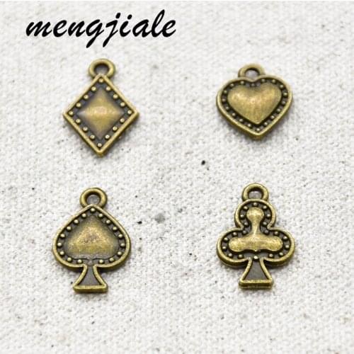 30pcs Antique Bronze Color Clubs Diamonds Hearts Spades Charms Poker Pendants fit alloy metal Jewelry accessories making
