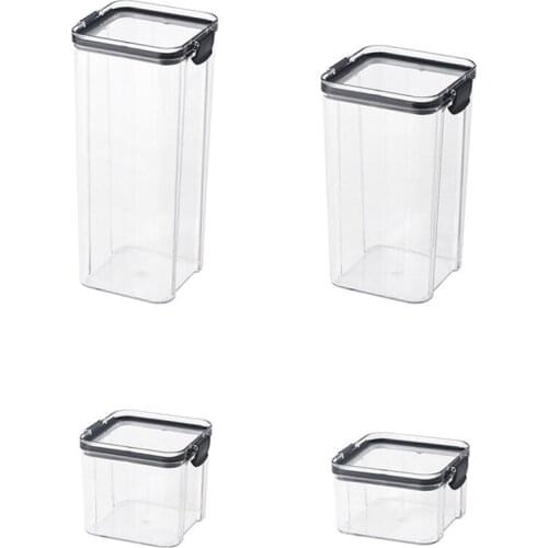 4PCS Plastic Food Containers,Transparent Stackable Dry Food Storage Box,Kitchen Spaghetti Noodles/Sealed Containers