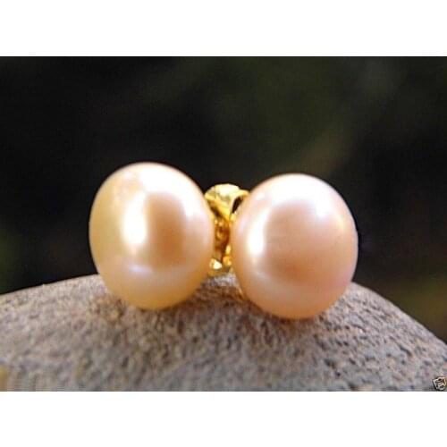 AAA 10-11MM AUSTRALIA SOUTH SEA PINK PEARL EARRING 14k/20