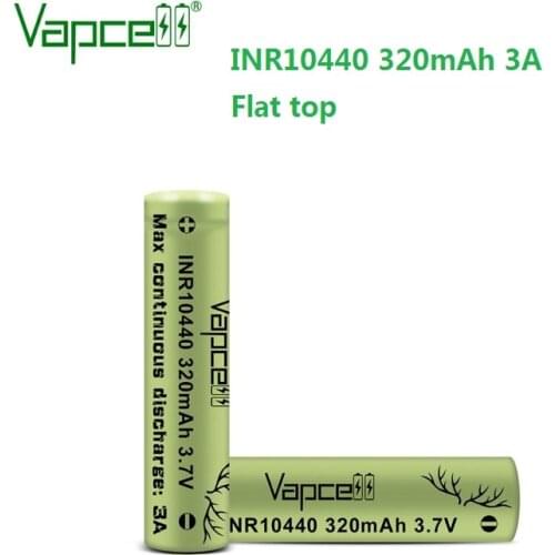 Free shipping HKJ test QZ Vapcell INR10440 320mah 3A High discharge 3.7v Li lon rechargeable flat top batteries for flashlight