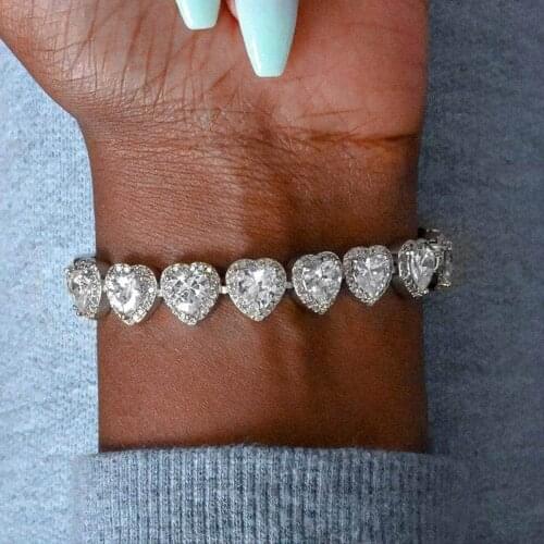 Luxury Charm Zircon Heart Bracelet Bridal Set Bangle for Women Mens Jewellery Wedding Summer Love Bracelets Wholesale Designer